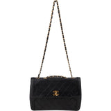 Chanel Quilted Lambskin 24K Gold Single Flap Crossbody Bag