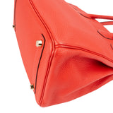 Hermès Rouge Pivoine Togo Leather Gold Birkin 30 Handbag