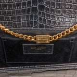Saint Laurent Croc-Embossed Leather Kate Tassel Chain Crossbody Bag