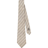 Chanel Striped Emblem Silk Tie Krawatte