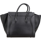 Céline Black Drummed Calfskin Phantom Handbag
