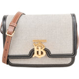 Burberry Canvas Bicolor Leather Small TB Crossbody Bag