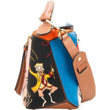 Loewe Limited "Paula's Ibiza Parrot" Print Leather & Denim Fringe Puzzle Handbag