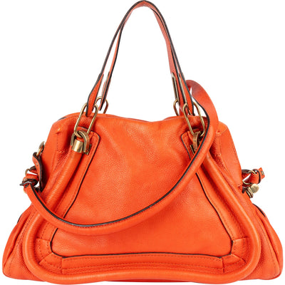 Chloé Orange Grained Leather Paraty Handbag