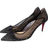 Christian Louboutin Black Mesh Glitter Follies Strass Pumps (37,5)