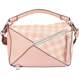 Loewe Leather Gingham Salmon Puzzle Handbag