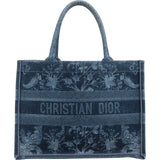Christian Dior Denim Paisley Flower Tang Medium Book Tote Handbag