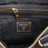 Prada Black Grained Vitello Daino Leather City Handbag