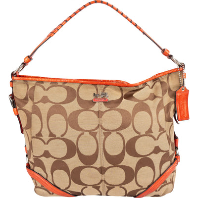 Coach Monogram Signature Patent Leather Hobo Shoulder Bag