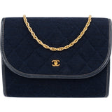 Chanel Quilted Jersey Vintage 24K Gold Single Flap Crossbody Bag
