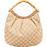 Gucci Monogram GG Canvas Bamboo Handle Handbag