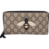 Gucci Monogram GG Supreme Canvas Bee Zip Around Wallet