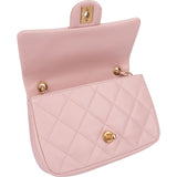 Chanel Quilted Lambskin Rectangular Heart Charms Single Flap Crossbody Bag