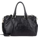 Prada Black Soft Leather Vitello Double Zip Handbag