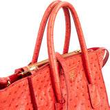 Prada Ostrich Leather Twin Pocket Tote Handbag