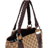 Gucci Monogram GG Large Bamboo Tote Handbag