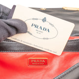 Prada Black Leather Metal Corner Single Flap Crossbody Bag