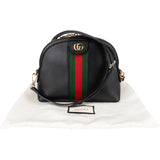 Gucci Black Leather Ophidia GG Small Web Bowling Crossbody Bag