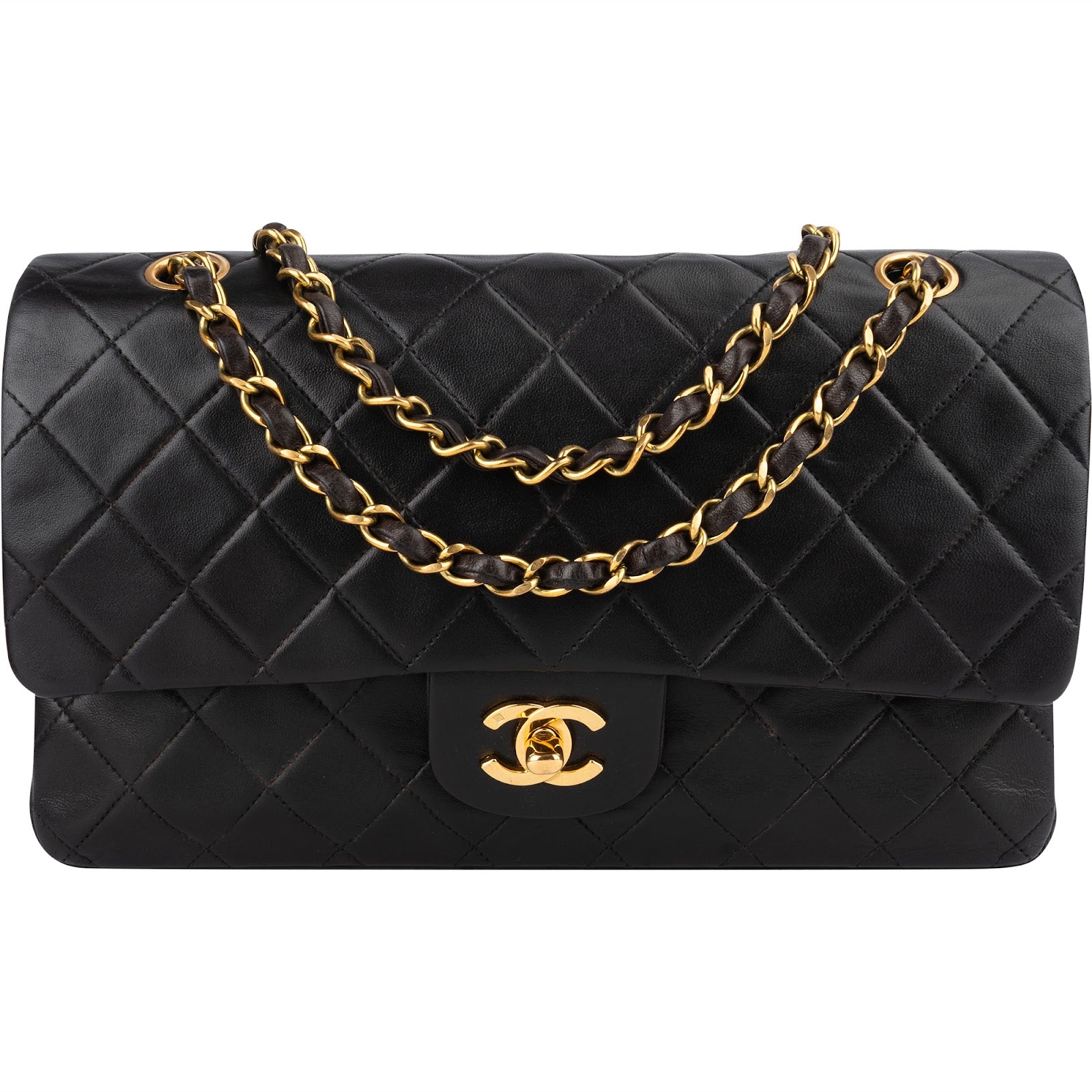 [🔄️B11 / F28] Chanel Quilted Lambskin Medium Double Flap Shoulder Bag - vintageandkickz