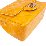 Chanel Quilted Patent Leather Palladium Mini Square Single Flap Crossbody Bag