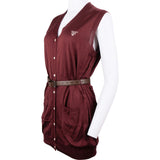 Prada Wine Red Cotton Knit Button Cardigan Sleeveless Top Dress (IT38)