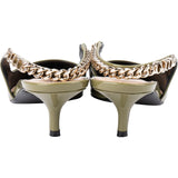 Gucci Green Patent Leather Charlott Chain Slingback Pumps (37)