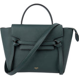Celine Dark Green Grained Calfskin Belt Nano Handbag