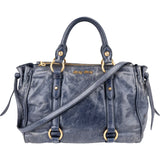 Miu Miu Vitello Shine Leather Gathered Drawstring Satchel Handbag
