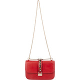 Valentino Garavani Leather Red Leather Rockstud Glam Lock Shoulder Crossbody Bag