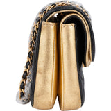 Chanel Quilted Lambskin and Metallic Leather Double Flap Crossbody Bag
