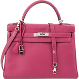 Hermès Tosca Clemence Leather Palladium Kelly 32 Handbag