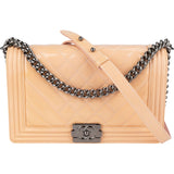 Chanel Quilted Patent Leather  Boy Single Flap Crossbody Bag