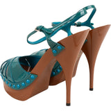 Miu Miu Patent Leather Studded Platform Sandals Heels (39)