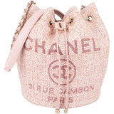 Chanel Glitter Woven Tweed 31 Rue Cambon Deauville Drawstring Bucket Shoulder Bag