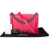 Chanel Pink Quilted Lambskin Large Boy Crossbody Bag