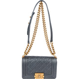 Chanel Metallic Quilted Leather Boy Single Flap Crossbody Bag - vintageandkickz