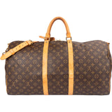 Louis Vuitton Monogram Canvas Keepall 55 Bandoulière Travel Bag