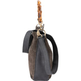 Gucci Suede & Leather Bamboo Top Handle Handbag