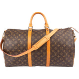 Louis Vuitton Monogram Canvas Keepall 50 Bandoulière Travel Bag