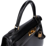 Hermès Noir Box Calf Kelly Sellier 28 Handbag