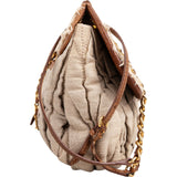 Miu Miu Linen Studded Fringe Small City Coffer Shoulder Crossbody Bag