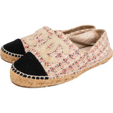 Chanel Multicolor Black Tweed CC Espadrilles Shoes (38)