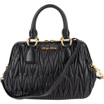[🔄️B24 / F15] Miu Miu Black Matelassé Nappa Leather Top-Handle Bag Handbag - vintageandkickz