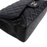 Chanel Quilted Caviar Leather Palladium Jumbo Single Flap Crossbody Bag