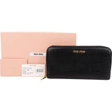 Miu Miu Black Leather Zip Around Wallet