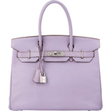 Hermès Lilac Chevre Mysore Leather Palladium Birkin 30 Handbag