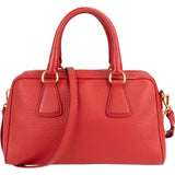 Prada Red Vitello Daino Leather Duffle Handbag