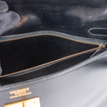 Hermès Box Calf Kelly Sellier 28 Handbag xx stempel / auf schwarz gefärbt? - vintageandkickz