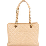 Chanel Quilted Caviar Leather CC Grand Shopping Tote Shoulder Bag