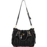 Prada Black Tessuto Gaufre Drawstring Tote Handbag